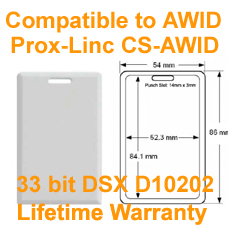 Proximity Clamshell Card 33bit DSX D10202 AWID Format Compatible with 33bit CS-AWID